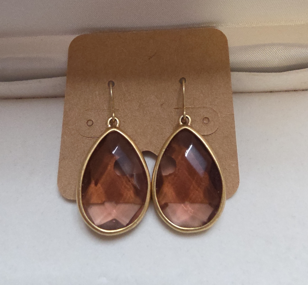 See By Chloe Gold-Trim Brown Teardrop Earrings